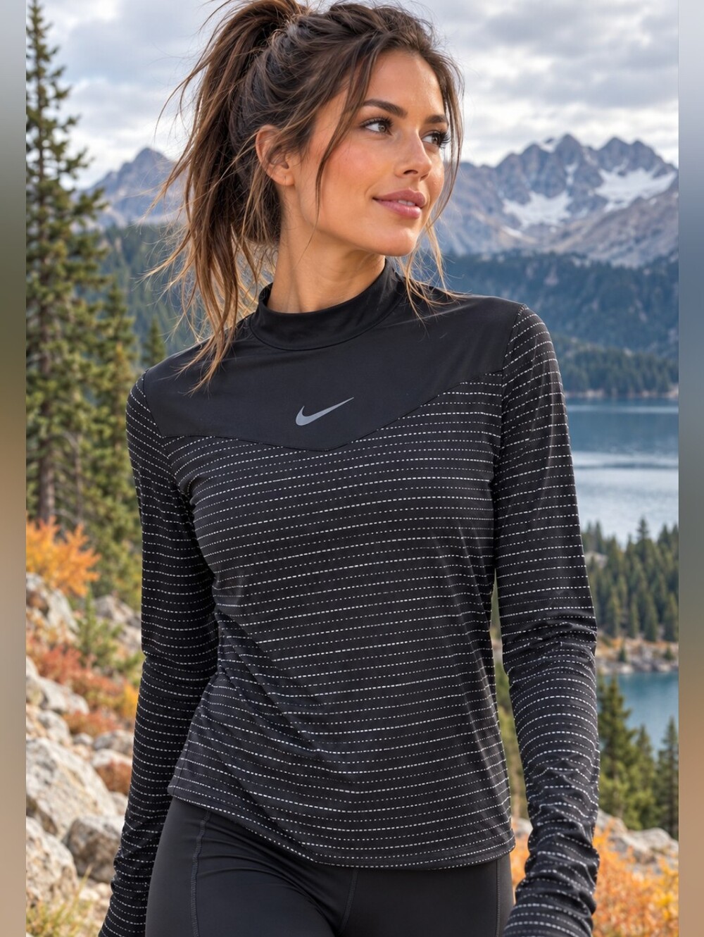 Nike Running Division Dri-FIT Long Sleeve Top Women’s S Black Reflective Mesh